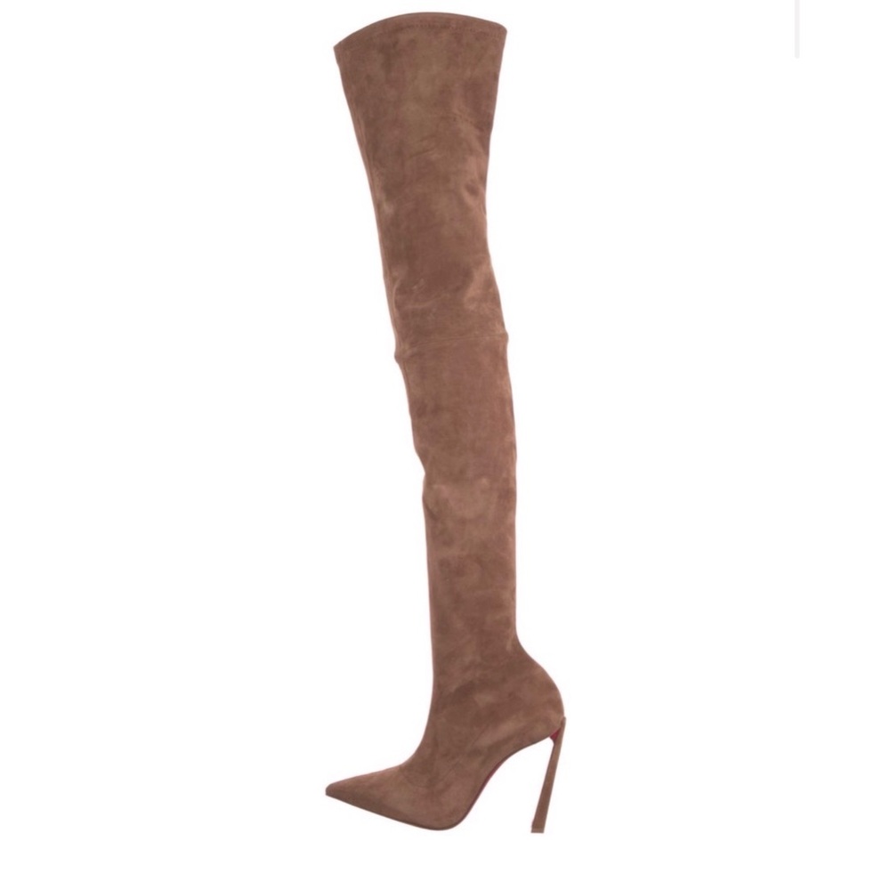 Christian Louboutin suede brown condora over the knee